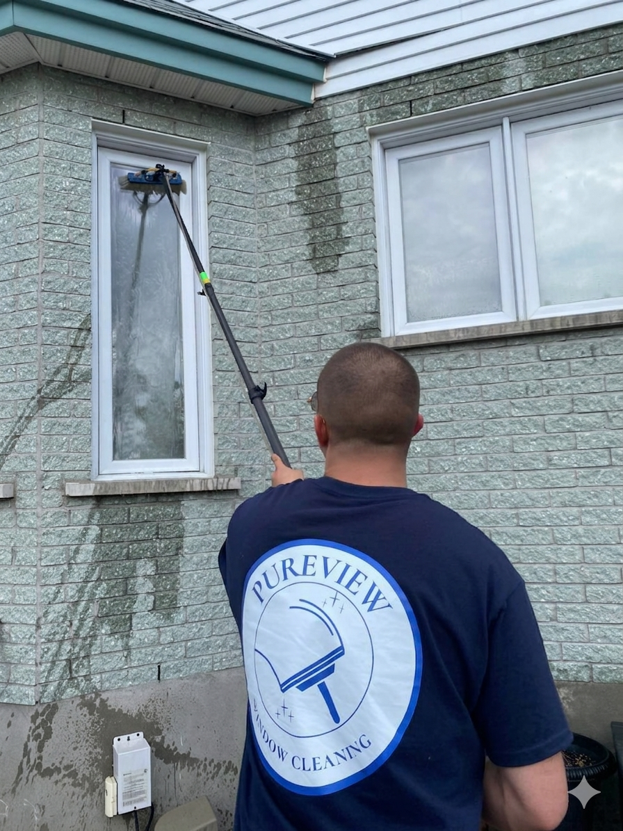 Clean interior glass partition in modern home